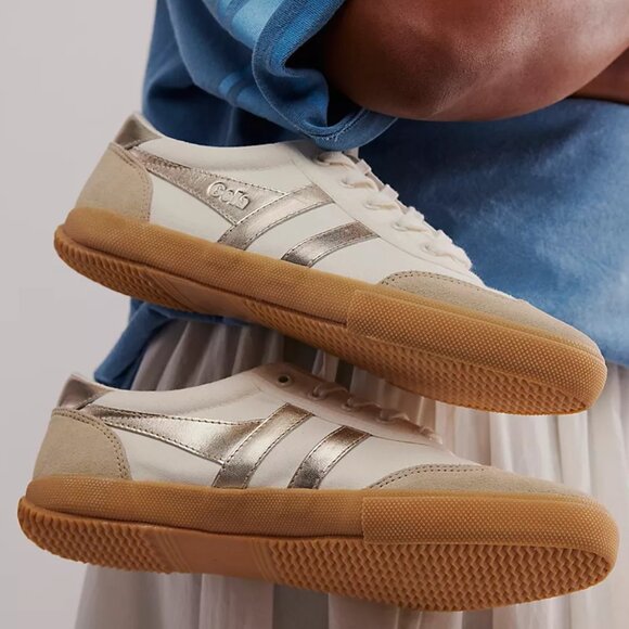 Gola Badminton Metallic Sneakers Color Off White / Gold - Picture 3 of 4